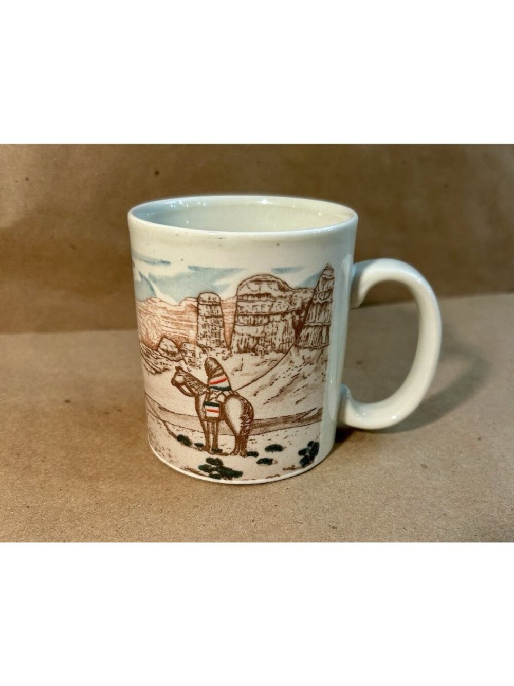 Vintage FIGI Coffee Mug with Desert Landscape w/Horse and Rider-Southwest Theme